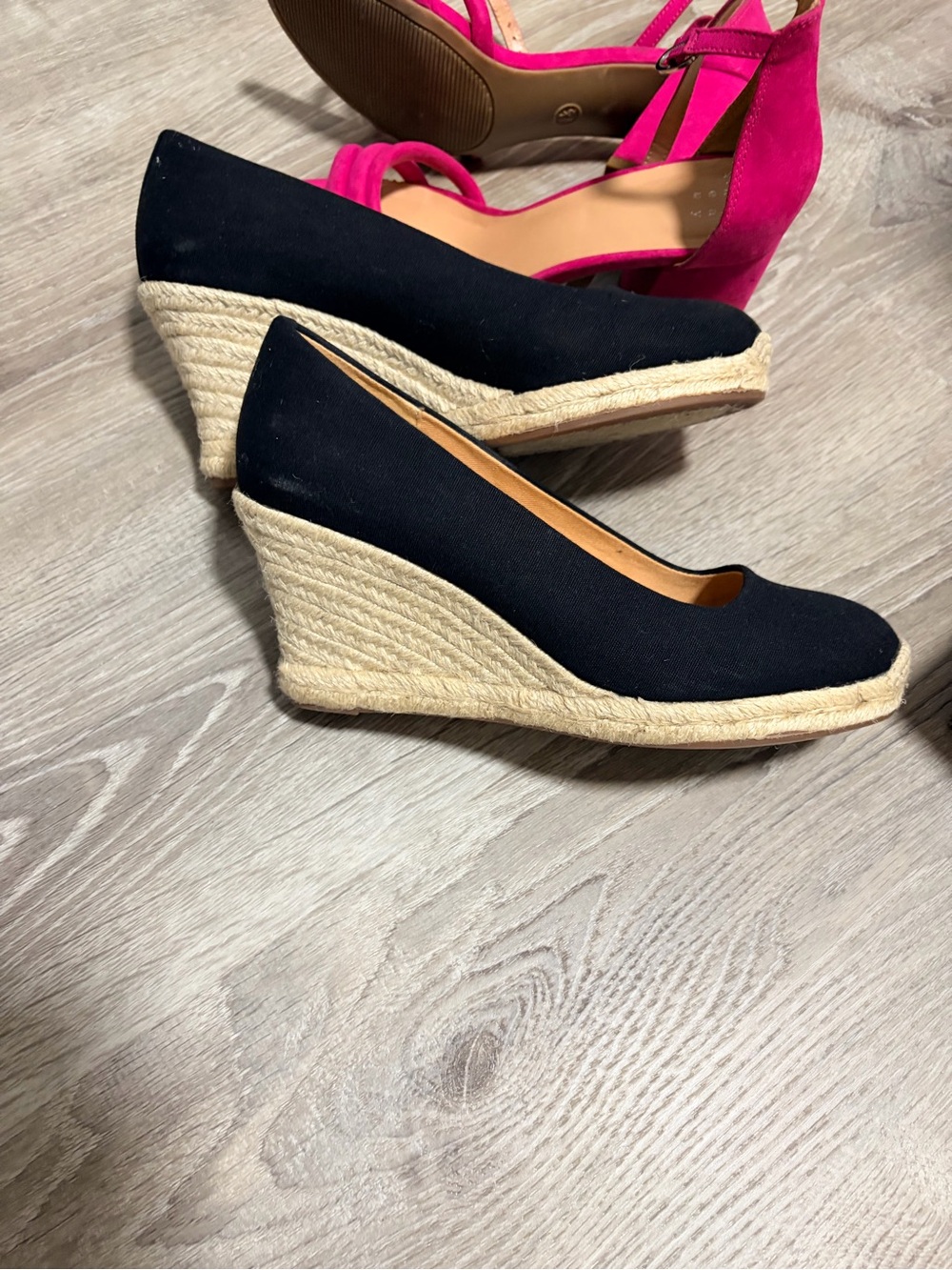 J. Crew Black Espadrille Wedge Pumps